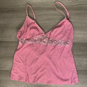 Pink Lace Trim Cami Top